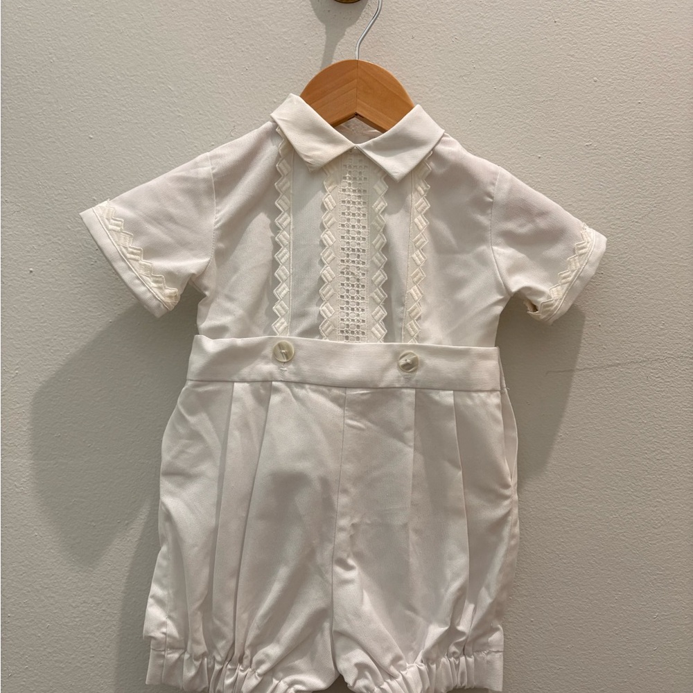 Sylvia Whyte White Embroidered Baby Romper